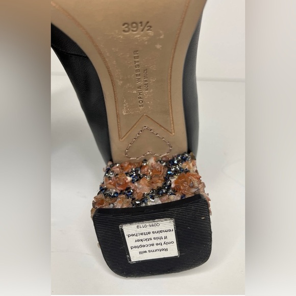 Sophia Webster Stella Black Leather Embellished Ankle Boots Womens Size 39.5/8 - Picture 14 of 16